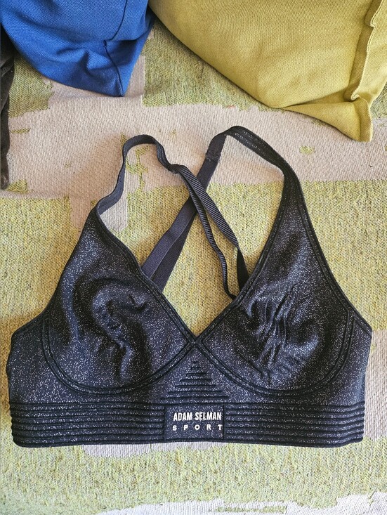 Adam Selman Sport Tops - Adam Selman Black Glitter Sports Bralette, Size XS